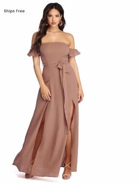 chinese dress ladies Flowy Long A-Line Prom Dress with Long Puff Sleeves Champagne / 5XLarge main image 1